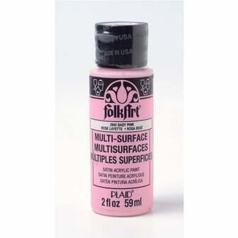 Acrylverf Multi Surface - Universele Acrylverf - Roze Hobbyverf - Sneldrogende Dekkende Verf - Glasverf - Houtverf - Keramiekverf - Plasticverf - Buitenverf - #2940 Baby Pink - 59 ml - FolkArt