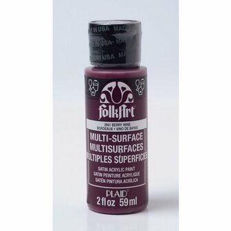 Acrylverf Multi Surface - Universele Acrylverf - Rode Hobbyverf - Sneldrogende Dekkende Verf - Glasverf - Houtverf - Keramiekverf - Plasticverf - Buitenverf - #2941 Berry Wine - 59 ml - FolkArt