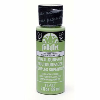 Acrylverf Multi Surface - Universele Acrylverf - Groene Hobbyverf - Sneldrogende Dekkende Verf - Glasverf - Houtverf - Keramiekverf - Plasticverf - Buitenverf - #2942 Fresh Foliage - 59 ml - FolkArt
