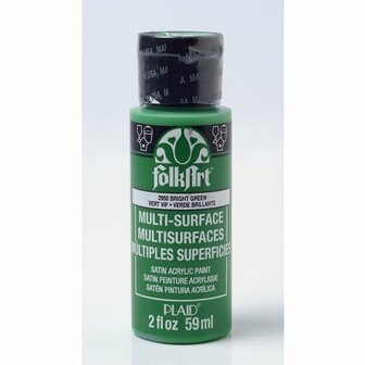 Acrylverf Multi Surface - Universele Acrylverf - Groene Hobbyverf - Sneldrogende Dekkende Verf - Glasverf - Houtverf - Keramiekverf - Plasticverf - Buitenverf - #2950 Bright Green - 59 ml - FolkArt