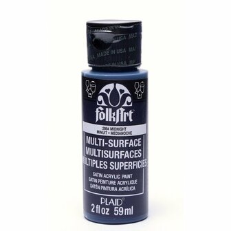 Acrylverf Multi Surface - Universele Acrylverf - Zwarte Hobbyverf - Sneldrogende Dekkende Verf - Glasverf - Houtverf - Keramiekverf - Plasticverf - Buitenverf - #2984 Midnight - 59 ml - FolkArt