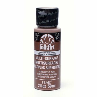 Acrylverf Multi Surface - Universele Acrylverf - Bruine HobbyverfGlasverf - Houtverf - Keramiekverf - Plasticverf - Buitenverf - #2989 Teddy Bear Brown - 59 ml - FolkArt