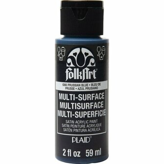 Acrylverf Multi Surface - Universele Acrylverf - Blauwe Hobbyverf - Sneldrogende Dekkende Verf - Glasverf - Houtverf - Keramiekverf - Plasticverf - Buitenverf - #6360 Prussian Blue - 59 ml - FolkArt