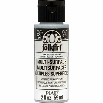 Folkart multi-surface metallic acrylverf 2964 sterling silver 59 ml