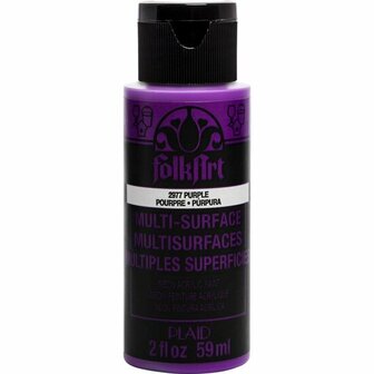 Acrylverf Multi Surface Neon - Universele Acrylverf - Paarse Hobbyverf - Sneldrogende Dekkende Verf - Glasverf - Houtverf - Keramiekverf - Plasticverf - Buitenverf - #2977 Purple - 59 ml - FolkArt