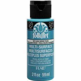 Acrylverf Multi Surface Pearl - Universele Acrylverf - Blauwe HobbyverfGlasverf - Houtverf - Keramiekverf - Plasticverf - Buitenverf - #2973 Aqua Moire - 59 ml - FolkArt