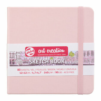 Schetsboek - Tekenboek - Harde kaft - Met Elastiek - Pastel Pink - 12x12cm - 140gr - 80 blz - Talens