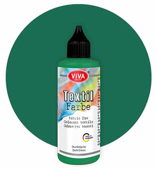 Textielverf Donkergroen &ndash; Donkergroene Kledingverf &ndash; Textiel Kleurstof &ndash; Stoffenverf - Kledingverf - Verf Voor Kleding - Cold Dye, Vintage Effect, Batik, Tie-dye, Shibori, Dip Dye - Viva - 90 ml