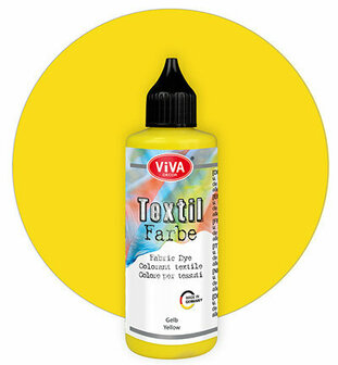 Textielverf Geel &ndash; Gele Kledingverf &ndash; Textiel Kleurstof &ndash; Stoffenverf - Kledingverf - Verf Voor Kleding - Cold Dye, Vintage Effect, Batik, Tie-dye, Shibori, Dip Dye - Viva - 90 ml