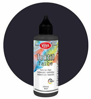 Textielverf Zwart &ndash; Zwarte Kledingverf &ndash; Textiel Kleurstof &ndash; Stoffenverf - Kledingverf - Verf Voor Kleding - Cold Dye, Vintage Effect, Batik, Tie-dye, Shibori, Dip Dye - Viva - 90 ml