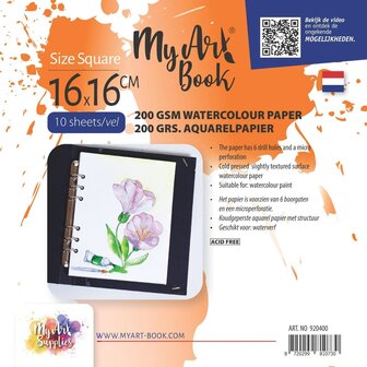 MyArtBook papier vierkant - Aquarelpapier - Waterverfpapier - Aquarelblok - Watercolor Paper - Waterverfpapier - Aquarelblok - Watercolor Paper - 200g