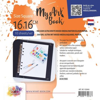 MyArtBook papier vierkant - ultrawit Aquarelpapier - Waterverfpapier - Aquarelblok - Watercolor Paper - Waterverfpapier - Aquarelblok - Watercolor Paper - 350g