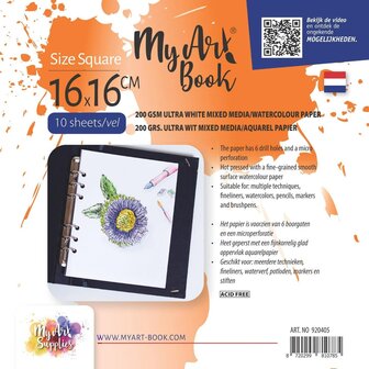 MyArtBook papier vierkant - ultrawit aquarelpapier 200g