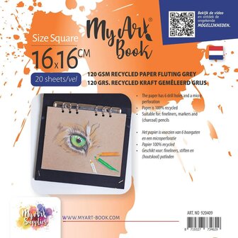 MyArtBook papier vierkant - recycled kraft grijs 120g