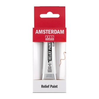 Amsterdam Deco Relief Paint - Wit - Verf voor reli&euml;f - Hobbyverf - Waterbasis verf - DIY schilderen - Geschikt voor hout, steen en canvas - Sneldrogend - 100 wit 20 ml