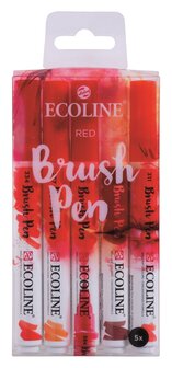 Ecoline Brush Pen set rood 5 stuks