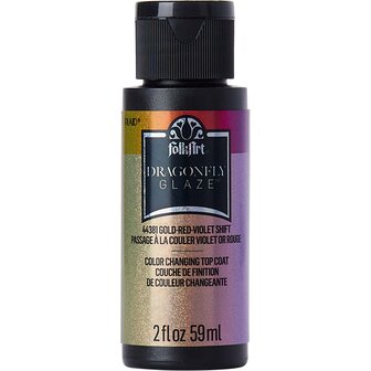 FolkArt Dragonfly Glaze &ndash; Iriserende Toplaag &ndash; Glinsterende Finish &ndash; Multi Kleur Verandering &ndash; Reflecterende Pigmenten &ndash; Gold Red Violet &ndash; 59 ml &ndash; Geschikt Voor Binnen En Buiten