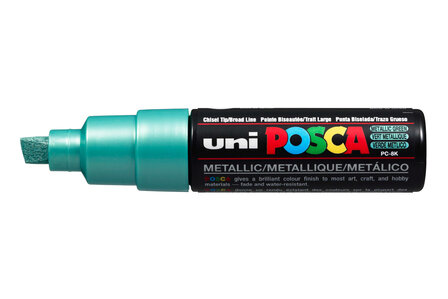 Krijtstift - Chalkmarker - Universele Marker - Uni Posca Marker - Metalic Groen - PC-8K - 8mm - Beitelpunt - Large - 1 stuk