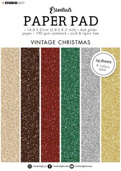 Paperpad A5 glitter vintage christmas - Essentials nr. 50