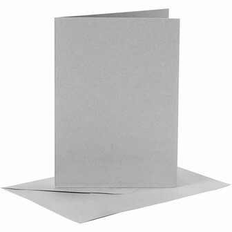 Kaarten En Enveloppen - Kaartenset - Dubbelzijdige Kaarten - DIY - Kaarten Maken - Grijs - A6 - Kaart: 10,5x15cm 210 Gram - Envelop: 11,5x16,5cm 120 Gram - 6 Sets