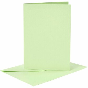 Kaarten En Enveloppen - Kaartenset - Dubbelzijdige DIY - Kaarten Maken - Lichtgroen - A6 - Kaart: 10,5x15cm 210 Gram - Envelop: 11,5x16,5cm 120 Gram - 6 Sets