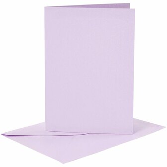Kaarten en enveloppen, lichtpaars, afmeting kaart 10,5x15 cm, afmeting envelop 11,5x16,5 cm, 120+210 gr, 6 set/ 1 doos