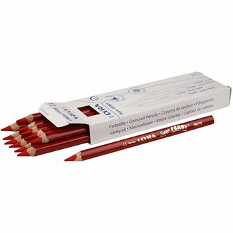 Super Ferby 1 Kleurpotloden - Rood - Ergonomische Kleurpotloden - Lengte: 18 cm - Vulling: 6,25 mm - Set van 12 Stuks - Kinderpotloden - Schoolbenodigdheden - Professionele Potloden