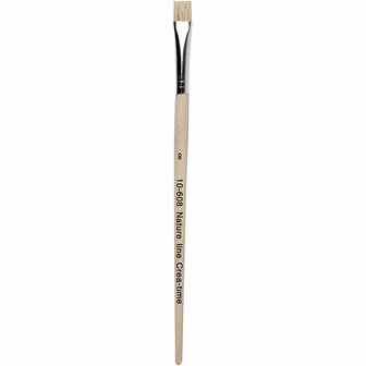 Nature Line Kwasten - Afmeting 8 - Lengte 18,5cm - Breedte 10mm - Plat - Set van 12 Stuks - Duurzame Houten Handgreep en Synthetische Haren voor DIY Schilderprojecten