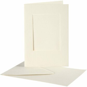 Passepartout Kaarten - Off-White DIY Kaarten - Kaarten met Enveloppen - 10,5x15cm - Rechthoekig - 10 Stuks in 1 Doos