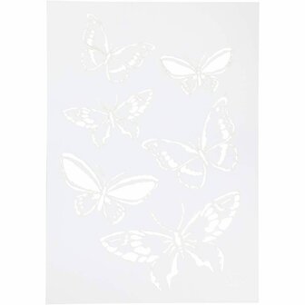 Flexibel Sjabloon - Vlinders Motief - A4 Decoratie Sjabloon - DIY Stencil Voor Knutselen, Kaarten Maken &amp; Scrapbooking - Ideaal Voor Diverse DIY Technieken - Formaat 210x297 mm - 1 Stuk