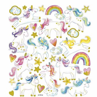 Stickers Eenhoorn - Zelfklevende-Stickers - Magische-Unicorn-Stickers - DIY - Scrapbooking - 15x16,5 cm - 1 Stickervel