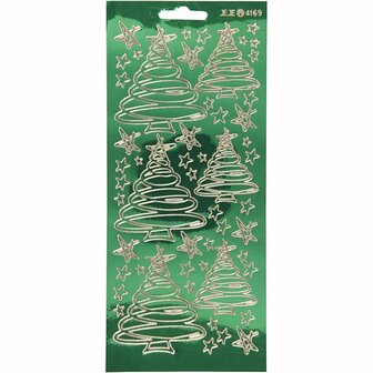 Stickers Goud - Kerstboom Stickervel - Zelfklevende Stickers Voor DIY Kaarten, Kerstdecoratie &amp; Scrapbooking - 10x23 cm - 1 Vel