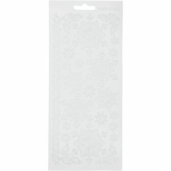 Stickers Wit Sneeuwvlok - Winterse Zelfklevende Stickers Met Sneeuwvlok Motief - DIY Decoratie Voor Kerst &amp; Feestdagen - 10x23 cm - 1 Vel