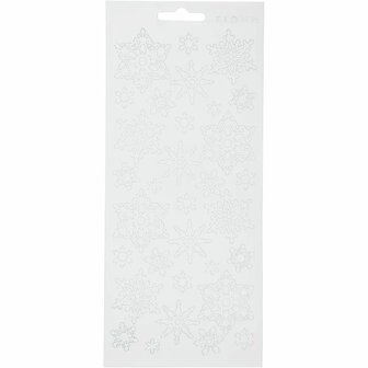Stickers Wit - Sneeuwvlokken Stickers - Winter Thema Plakstickers - Zelfklevende Stickervellen Voor Kerst &amp; Scrapbooking - 10x23 cm