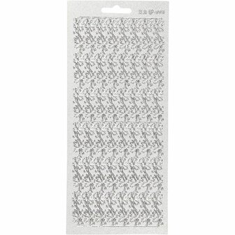Stickers Zilver Randen - Zelfklevende Foliestickers Met Randmotief - DIY Decoratie Voor Kaarten &amp; Feestelijke Knutselprojecten - 10x23 cm - 1 Vel