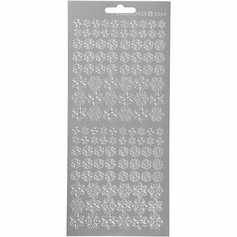 Stickers Zilver Sneeuwvlokken - Feestelijke Zelfklevende Winterstickers - DIY Kaarten &amp; Scrapbooking Plakstickers - 10x23 cm - 1 Vel
