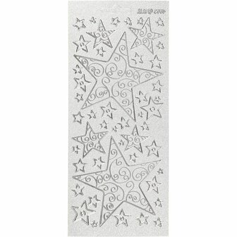 Stickers Zilver - Sterren Stickervel - Zelfklevende Decoratieve Stickers - DIY Kaarten Maken &amp; Scrapbooking - 10x23 cm