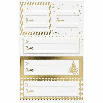 Stickers Goud - Wit Stickervel - Zelfklevende Stickers Met Wit En Goud Ontwerp - DIY Decoratie Voor Knutselen &amp; Scrapbooking - 9x14 cm - 4 Vel