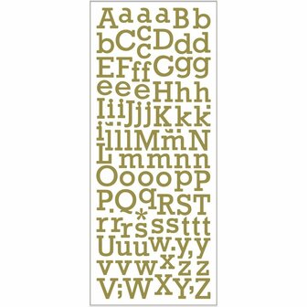 Glitterstickers, goud, letters, 10x24 cm, 1 vel