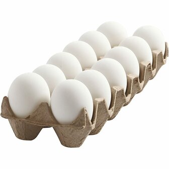 Eieren - Plastic Paaseieren - Levensechte Decoratie Eieren - Witte Kunststof Eieren - Nep Eieren Voor Versiering - DIY Knutselprojecten - Witte Paaseieren Decoreren - 6 cm - 12 Stuks