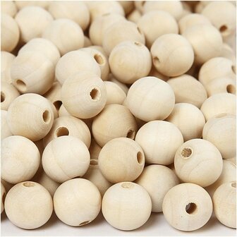 Houten Kraal - Natuurlijke Houten Kralen - Diameter 15mm - DIY Sieraden Maken - Gatgrootte 3mm - Set van 500 Stuks