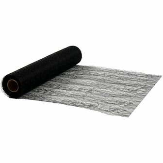 Tafelloper - Lang Tafelkleed - Smal Tafelkleed - Zwarte Tafelloper - Tafeltextiel Zwart - Feestelijk - Luxe Tafeltextiel - Elegante Tafeldecoratie - Happy Moments - 100% Polyester - 30cm x 10 mtr