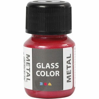 Glasverf - Porseleinverf - Verf Voor Porselein En Glas - Rood - Metallic - Glass Color Metal - Creotime - 30ml