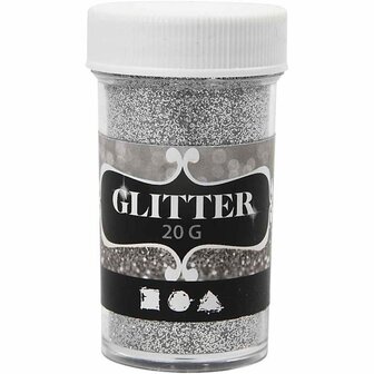 Glitters - Home deco - Glitters - Kunststof - Zilver - Creotime - 1 Stuk