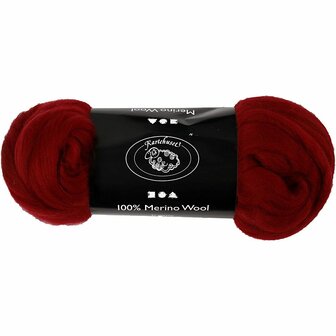 Merino wol, donkerrood, dikte 21 my, 100 gr/ 1 doos