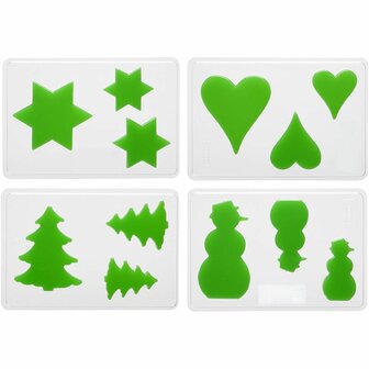 Gietmal - Kerst Thema - Transparante Siliconen Gietmallen - Geschikt voor Hars, Gips, Epoxy, Zeep Gieten &amp; Chocolade Maken - Kerstfiguren in 3 Maten - Set van 4 Stuks - Hittebestendig tot 80&deg;C