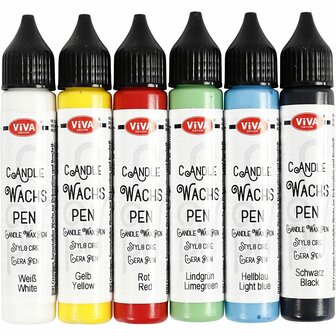 Kaarsversierpen - Kaarsdecoratie Verf - DIY Kaars Versieren - Sterke Kleuren - Kaarsen Stiften - Kaars Ontwerp Verf - Vaste Kaarsverf - 6x28 ml - 1 Set