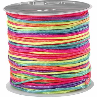 Macram&eacute; koord, neon kleuren, dikte 1 mm, 28 m/ 1 rol