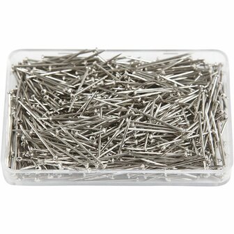 Kopspelden - Zilveren DIY Naaiaccessoires - Metalen Spelden Voor Handwerk &amp; Kleding - Stevig en Duurzaam - Creatieve Spelden Voor DIY Projecten - Lengte 16 mm - &Oslash; 0,65 mm - Gewicht 25 gram per verpakk