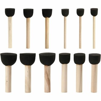 Foam Tamponeerstokjes - Tamponeer Foam - Hobby Tamponeer Stokjes - DIY Foam Stokjes - Decoratief Schilderen - Ronde Foam Stokjes - Diverse Maten Tamponeerstokjes - L: 9-10cm / 12 Stuks